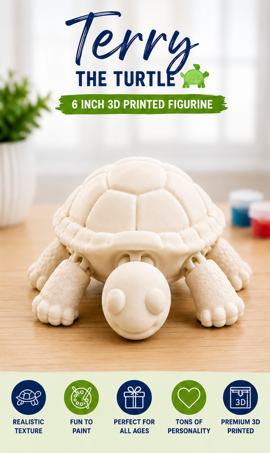 Terry the Turtle – 6" Paint Your Own 3D Turtle Kit