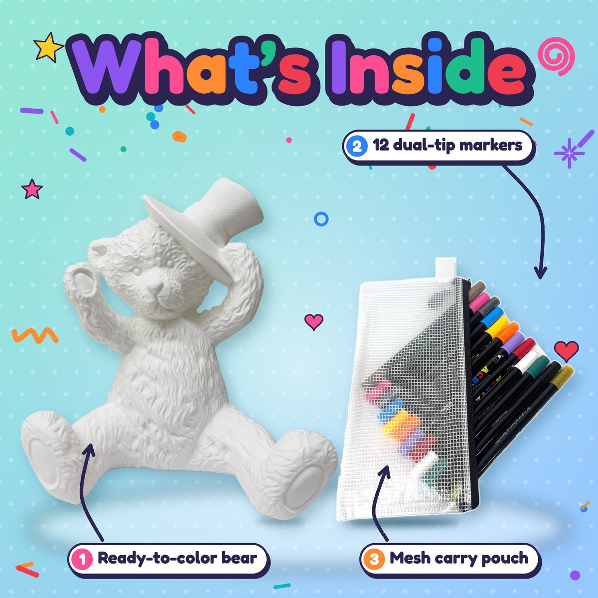 Color Your Own Bear 11.75 Inch Tall – Creative Coloring Kit