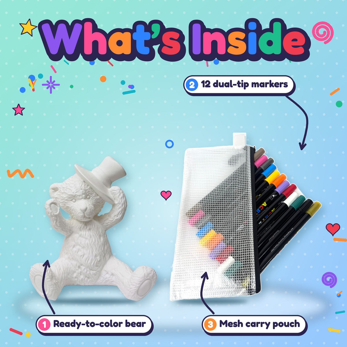Color Your Own Bear 7.75 Inch Tall – Creative Coloring Kit