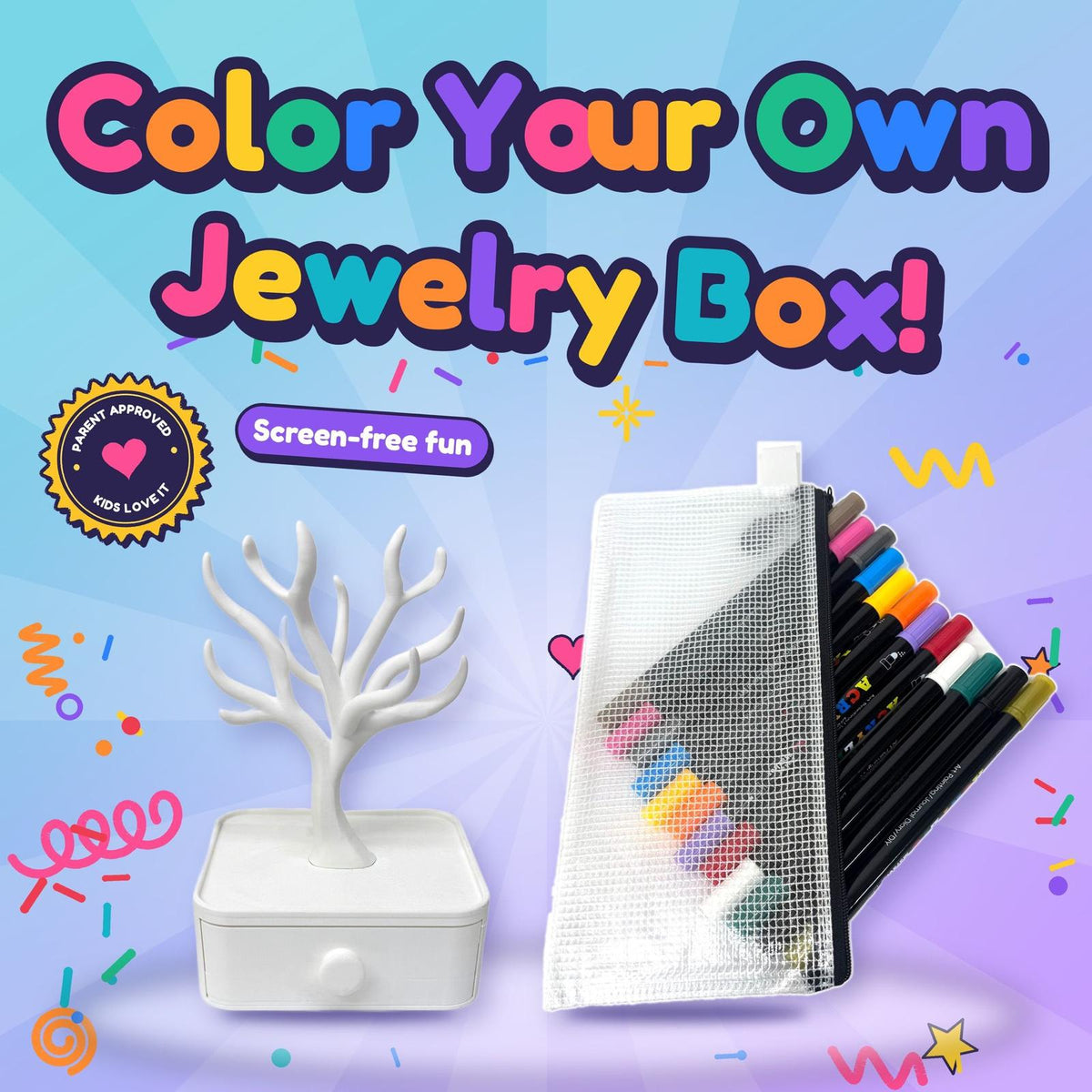 Color Your Own Jewelry Box – Creative Coloring Kit
