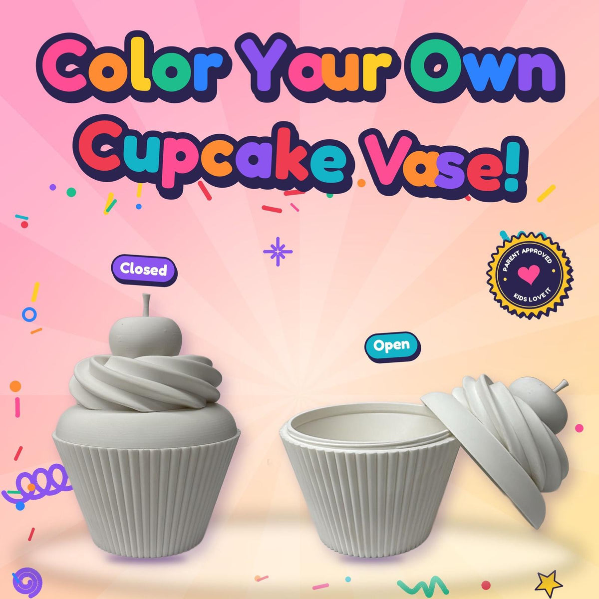 Color Your Own Cupcake Trinket Box – Creative Coloring Kit