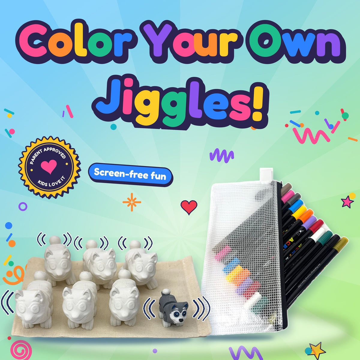 Color Your Own Jiggles – Wiggly Wobbly Coloring Kit