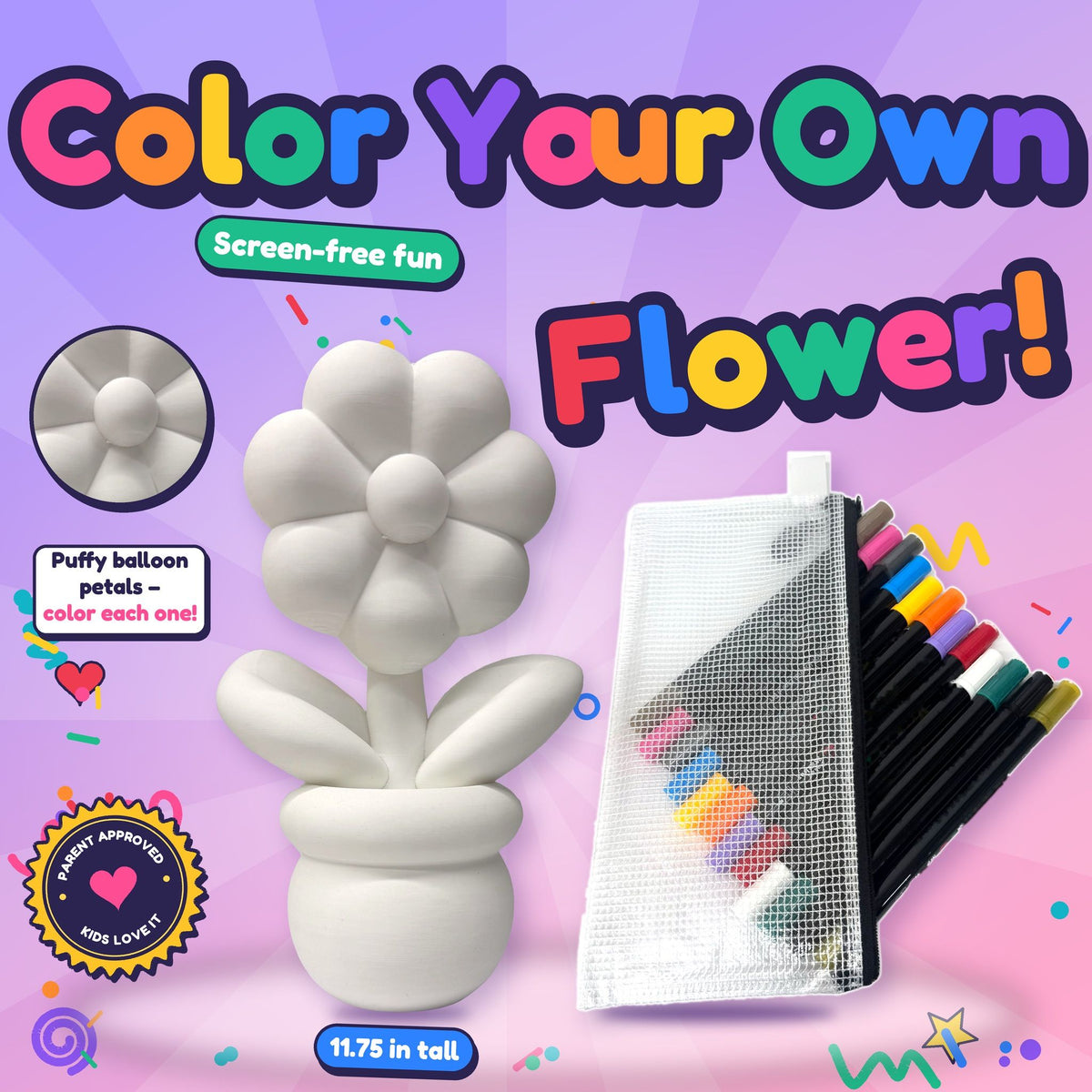 Color Your Own Flower 11.75" Tall - Creative Coloring Kit