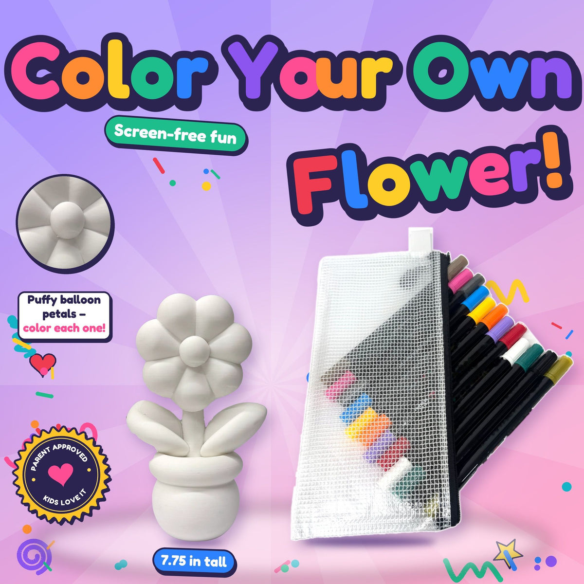 Color Your Own Flower 7.75" Tall - Creative Coloring Kit